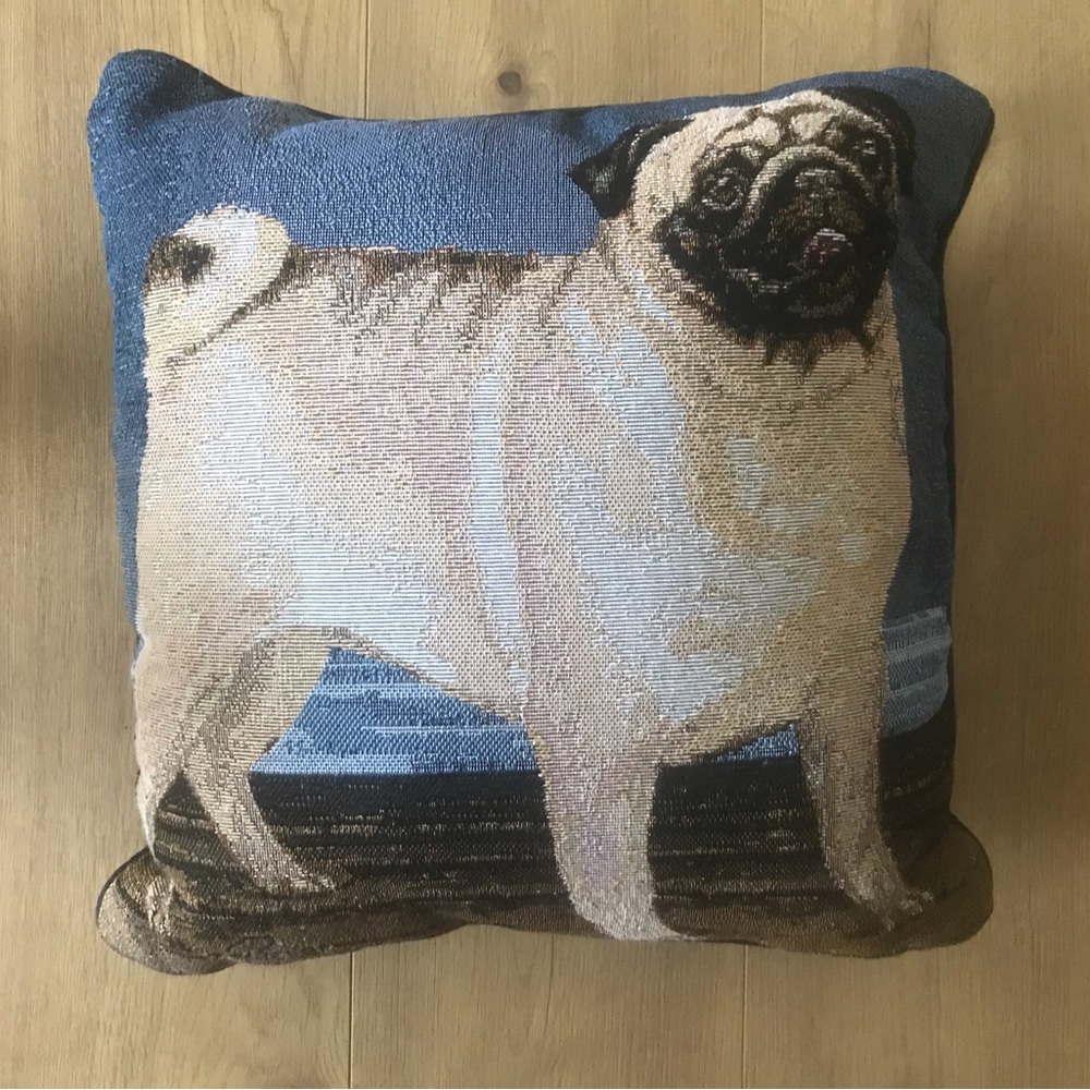 Decorative Pug Dog Tapestry Throw Pillow